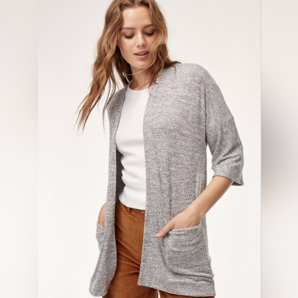 Aritzia WIlfred Free Gray Open-Front Women's Cardigan